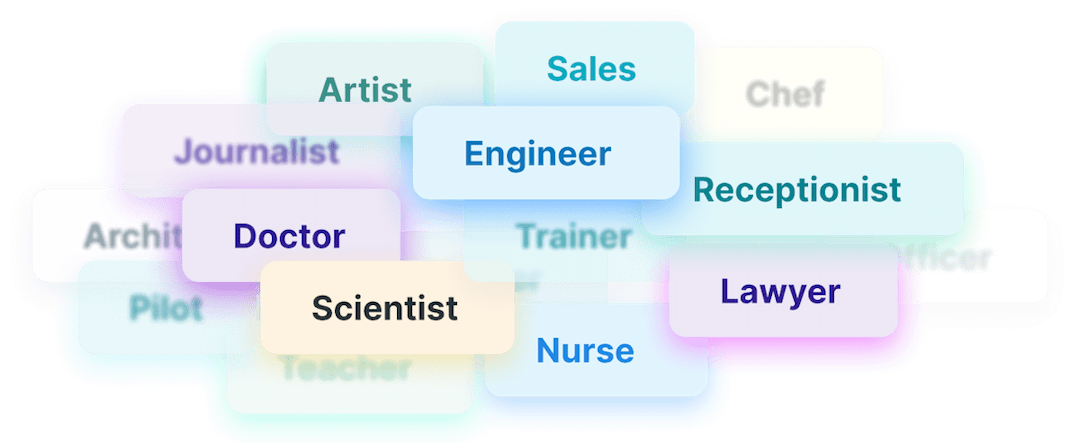 illustration with list of professions that could use our product