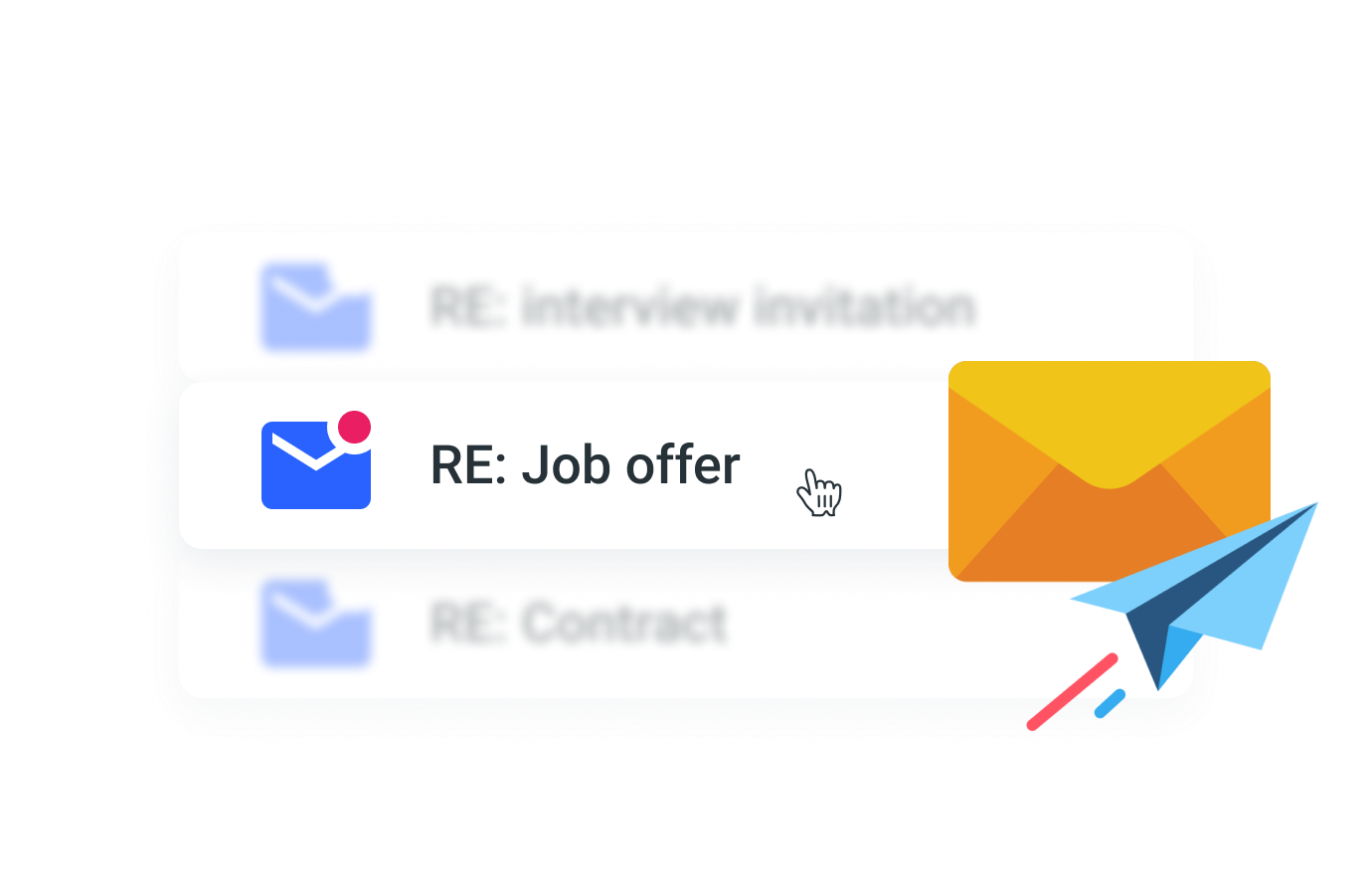 illustration of an inbox with a job offer